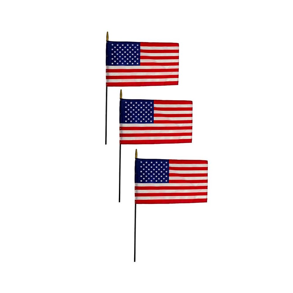 Nylon U.S. Classroom Flag, 12" x 18", Pack of 3. Picture 2