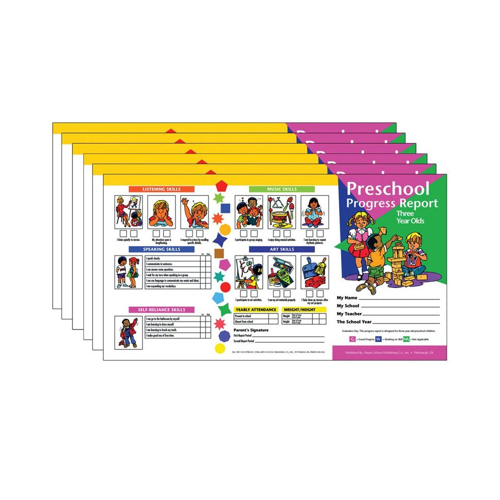 Preschool Progress Report, Three Year Olds, 10 Per Pack, 6 Packs. Picture 2