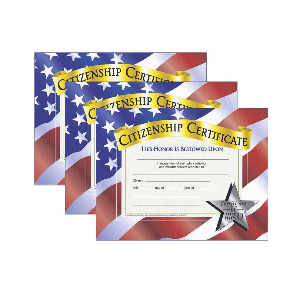 Citizenship Certificate, 30 Per Pack, 3 Packs. Picture 2