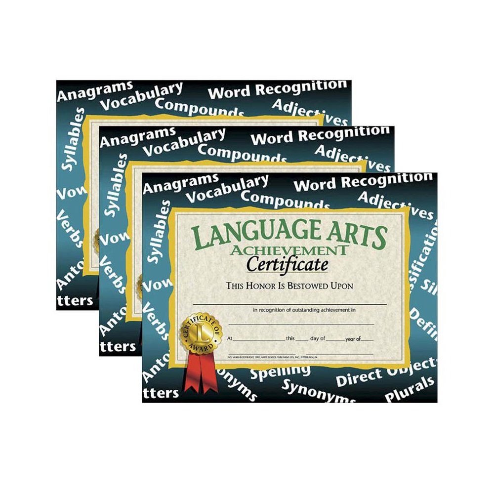 Language Arts Achievement Certificate, 30 Per Pack, 3 Packs. Picture 2