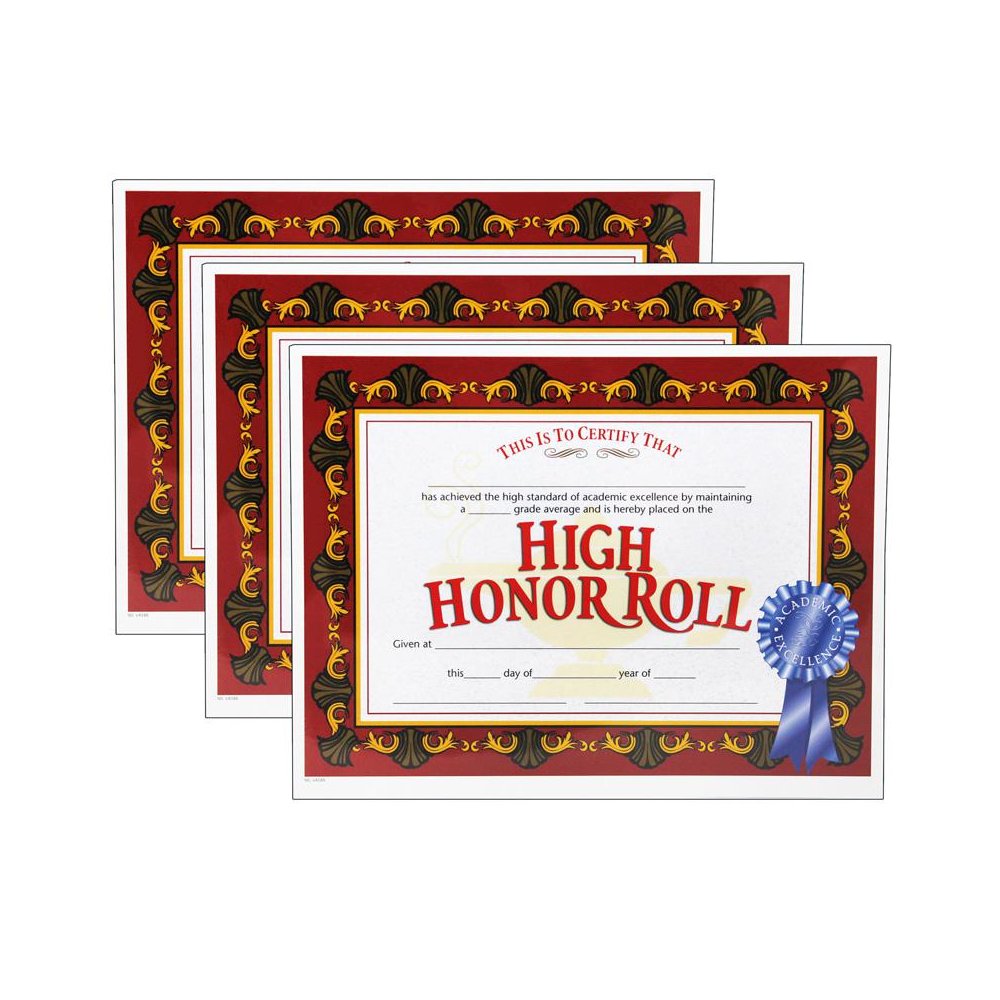 High Honor Roll Certificate, 30 Per Pack, 3 Packs. Picture 2