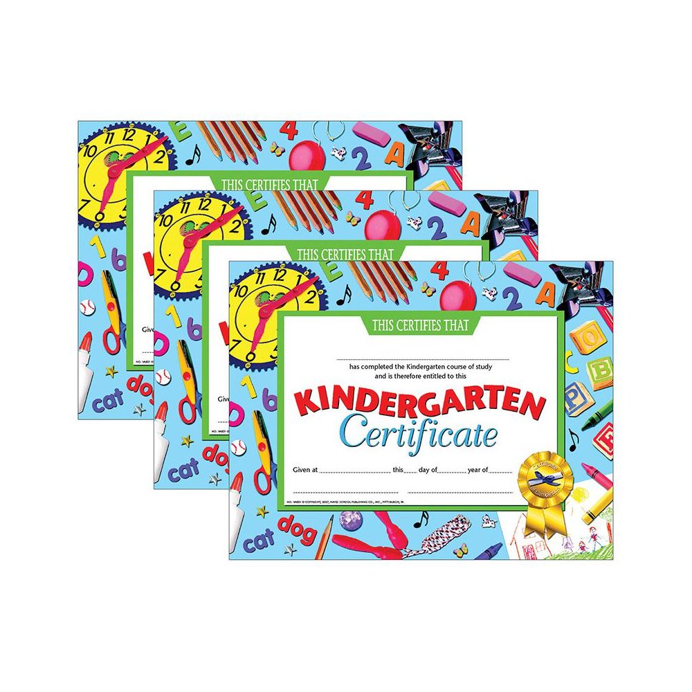 Kindergarten Certificate, 8.5" x 11", 30 Per Pack, 3 Packs. Picture 2
