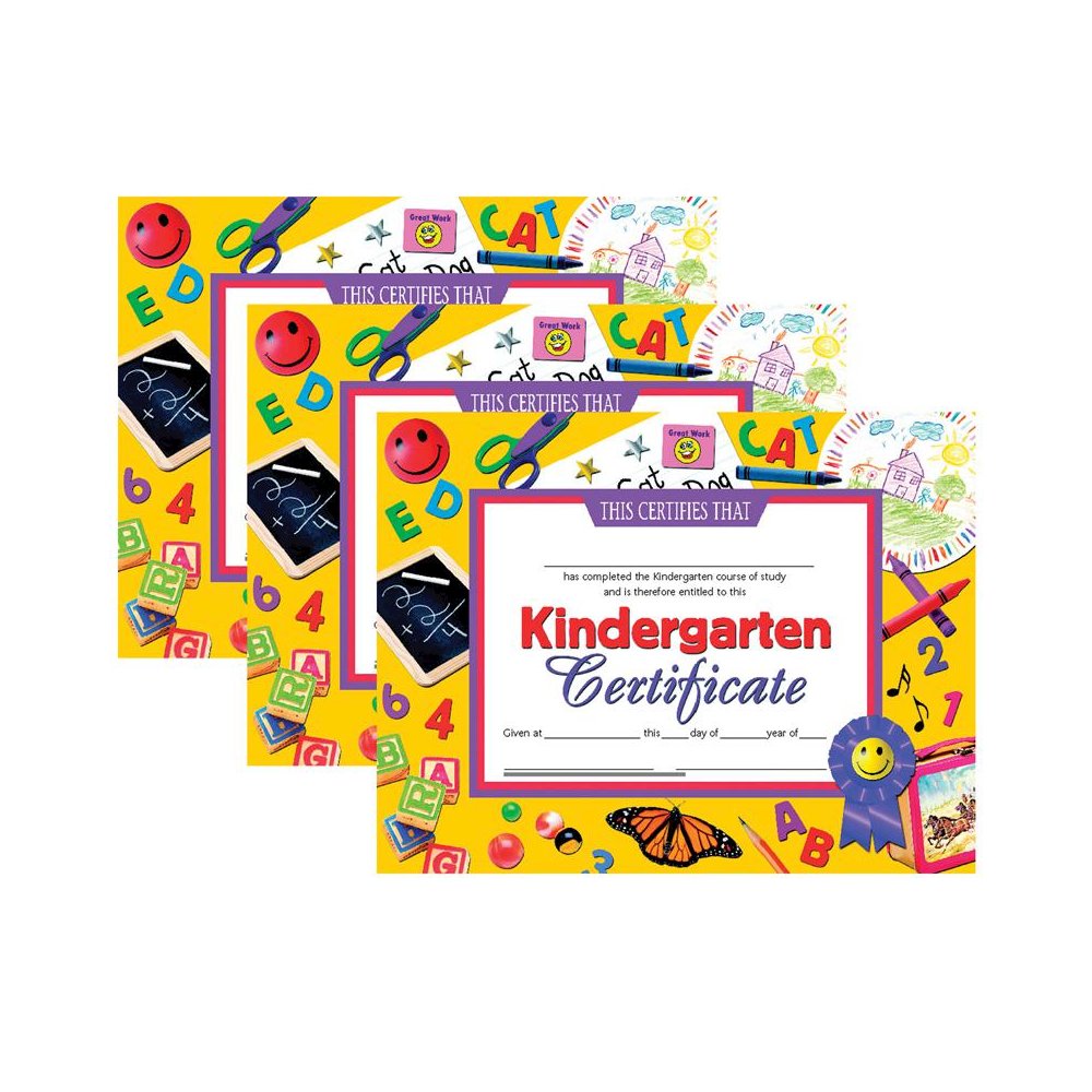 Kindergarten Certificate, 8.5" x 11", 30 Per Pack, 3 Packs. Picture 2