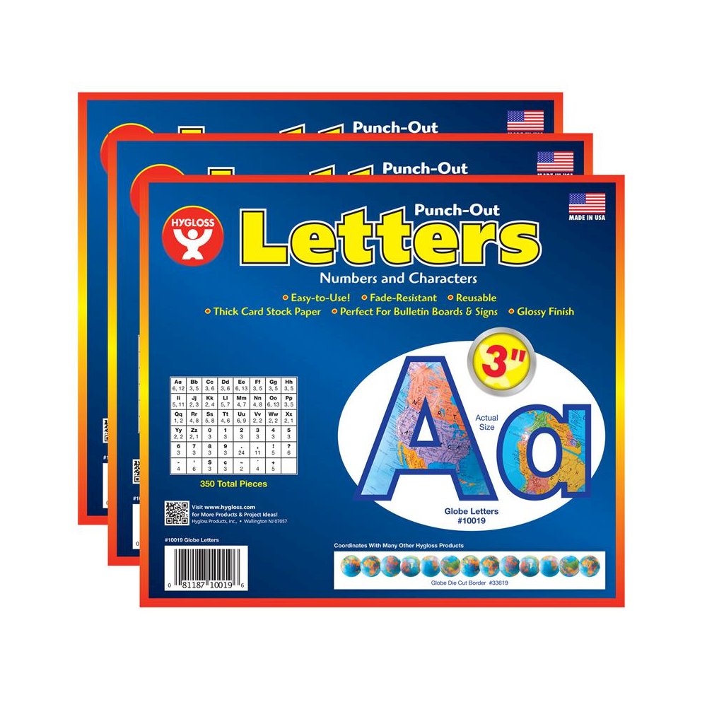 3" Punch-Out Letters, Globes, 350 Characters Per Pack, 3 Packs. Picture 2