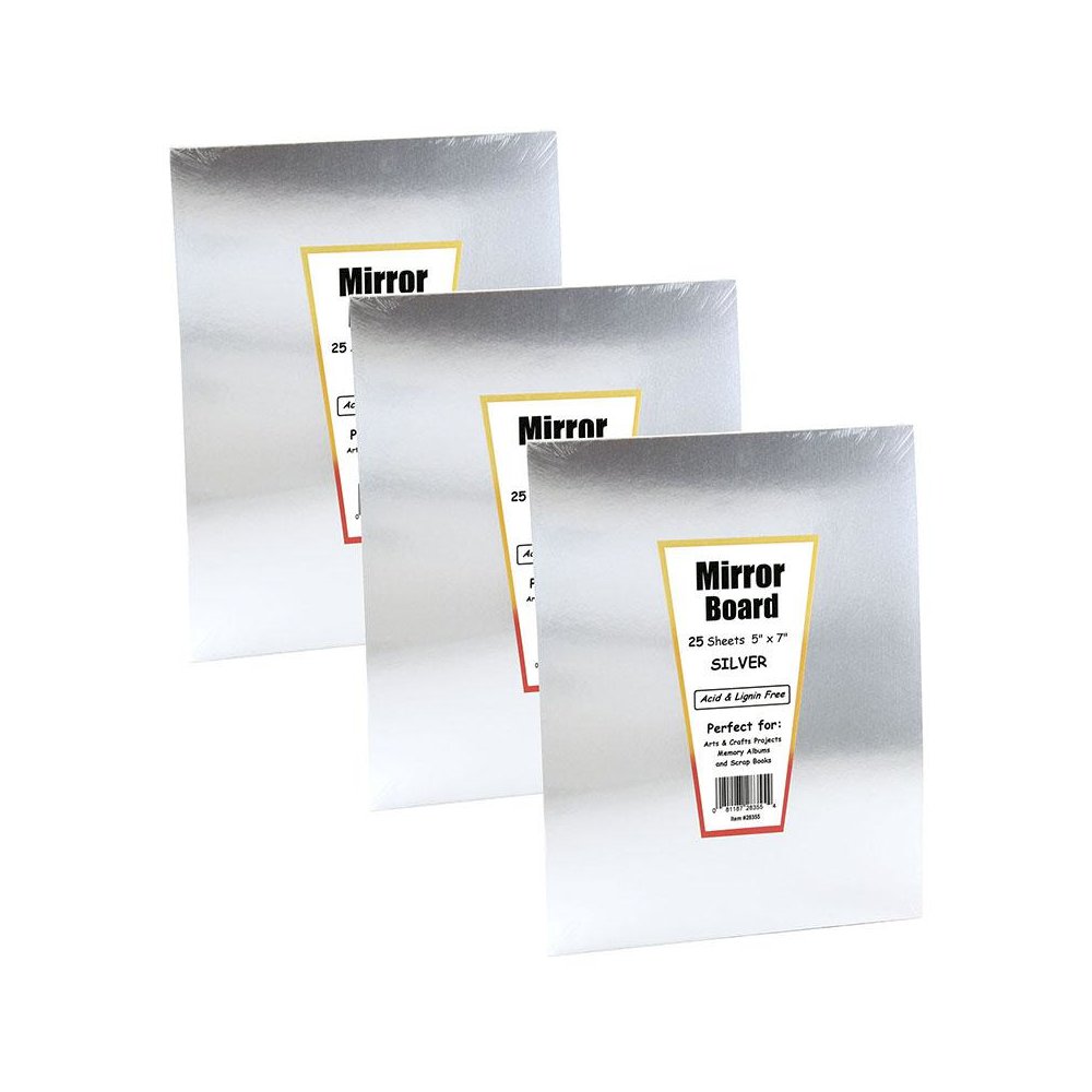 Silver Foil Mirror Board, 5" x 7", 25 Sheets Per Pack, 3 Packs. Picture 2