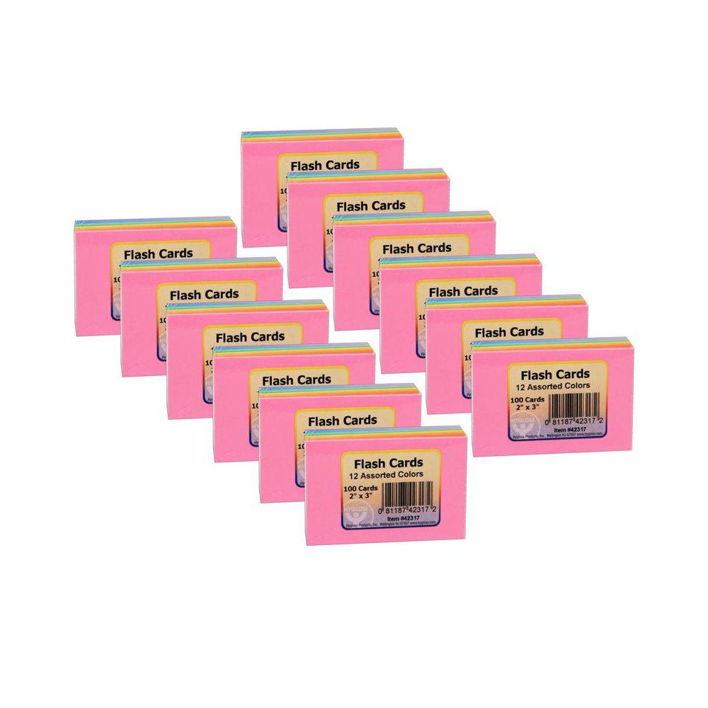 Bright Flash Cards, 2" x 3", 100 Per Pack, 12 Packs. Picture 2