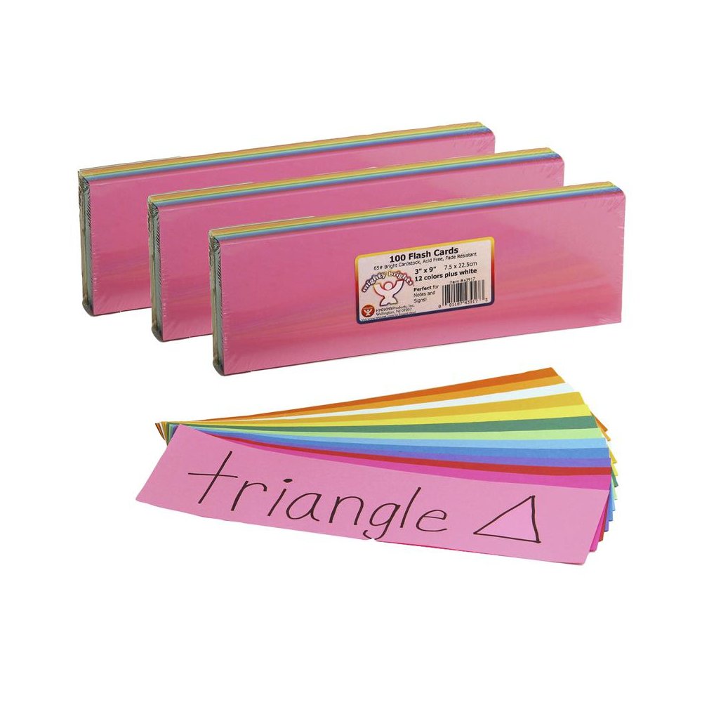 Bright Flash Cards, 3" x 9", 100 Per Pack, 3 Packs. Picture 2