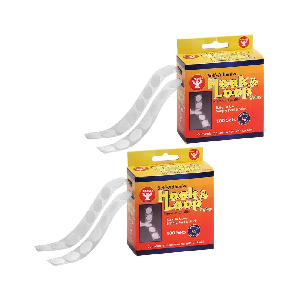 Self-Adhesive Hook & Loop Coins, 5/8", 100 Per Pack, 2 Packs. Picture 2