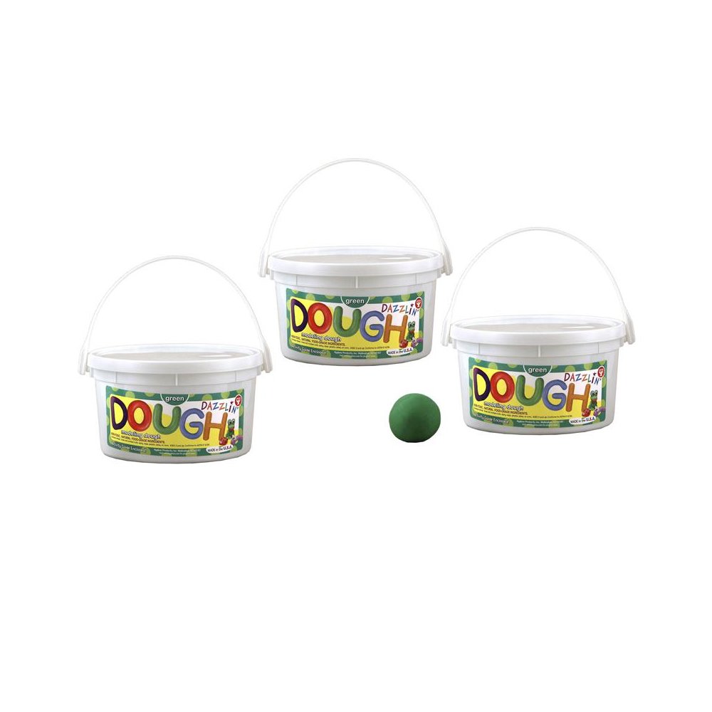 Dazzlin' Dough, Green, 3 lb. Tub, Pack of 3. Picture 2