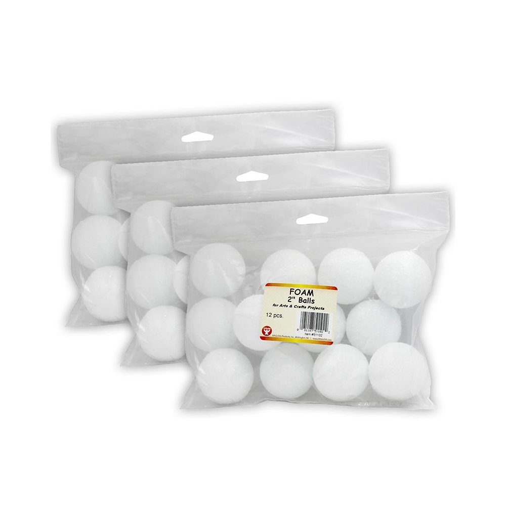Craft Foam Balls, 2 Inch, 12 Per Pack, 3 Packs. Picture 2