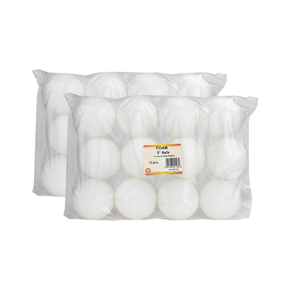 Craft Foam Balls, 3 Inch, 12 Per Pack, 2 Packs. Picture 2