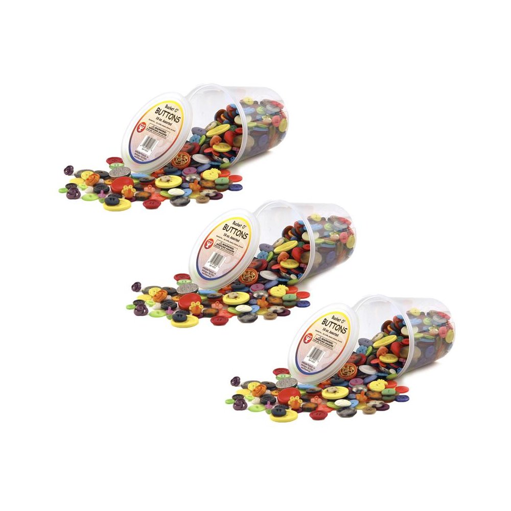 Bucket O'Buttons, Assorted, 16 oz Per Pack, 3 Packs. Picture 2