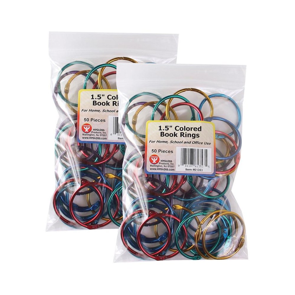 Book Rings, 1-1/2 Inch, 50 Per Pack, 2 Packs. Picture 2