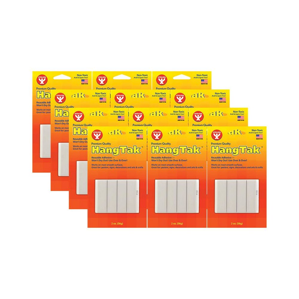 HangTak Reusable Adhesive, White, 2 oz. Per Pack, 12 Packs. Picture 2