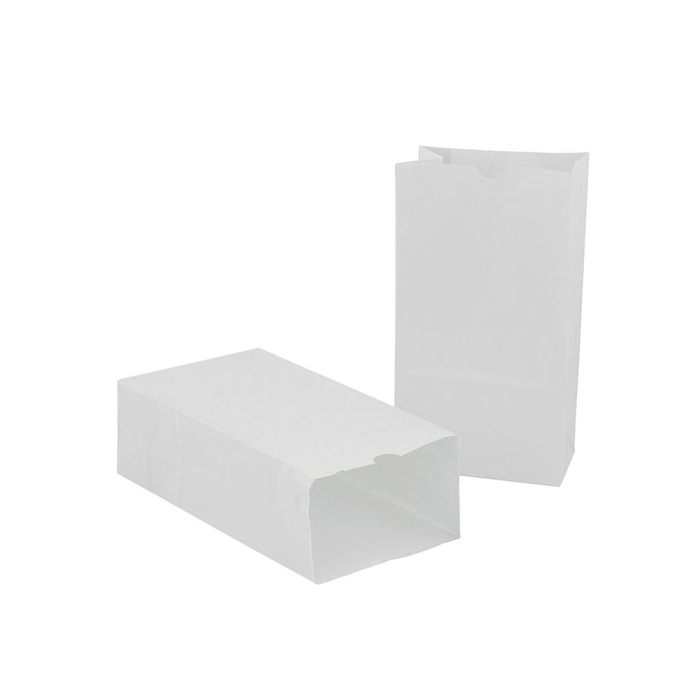 Large Gusseted Paper Bags, 6" x 3.5" x 11", White, 100 Per Pack, 2 Packs. Picture 2