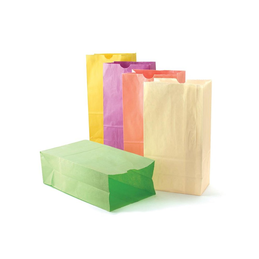 Gusseted Flat Bottom Paper Bags, Size #6, Pastel 28 Per Pack, 3 Packs. Picture 2