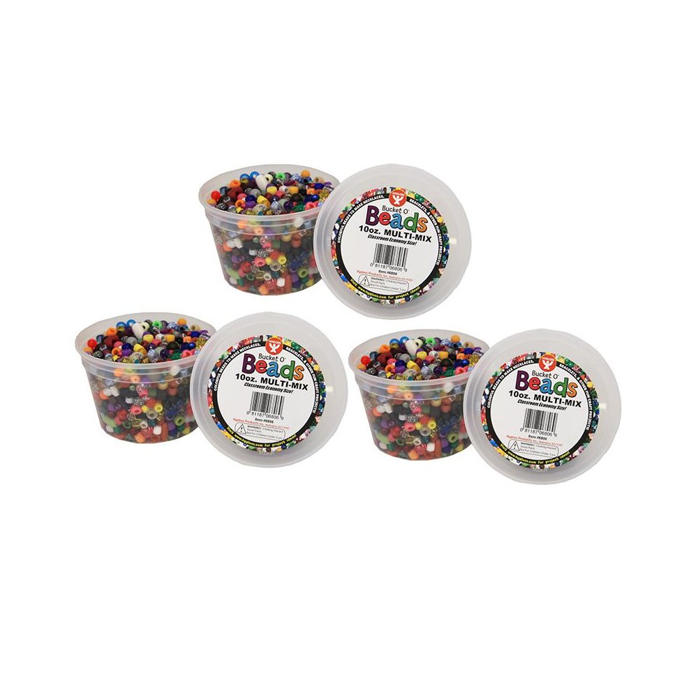 Bucket O' Beads, 10 oz. Multi Mix Per Pack, 3 Packs. Picture 2