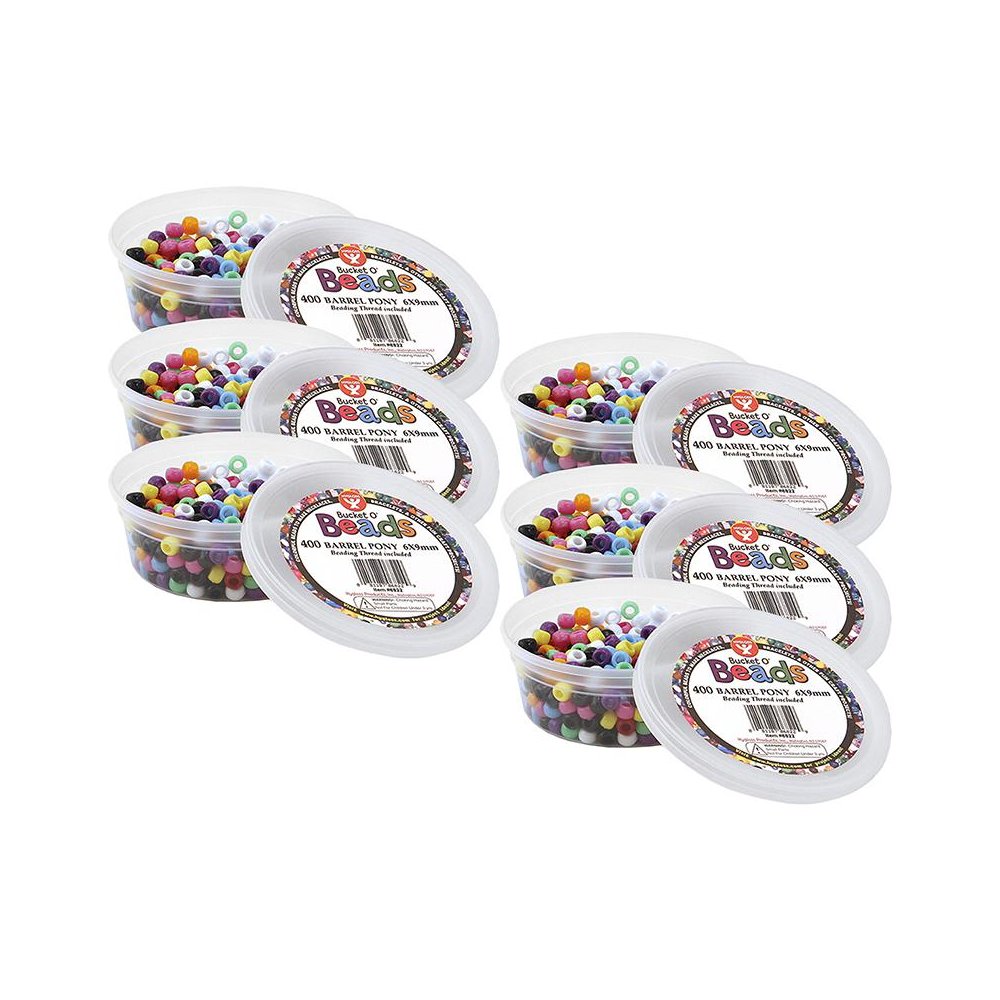 Bucket O’ Beads, Barrel Pony, 6 x 9 mm, 400 Per Pack, 6 Packs. Picture 2