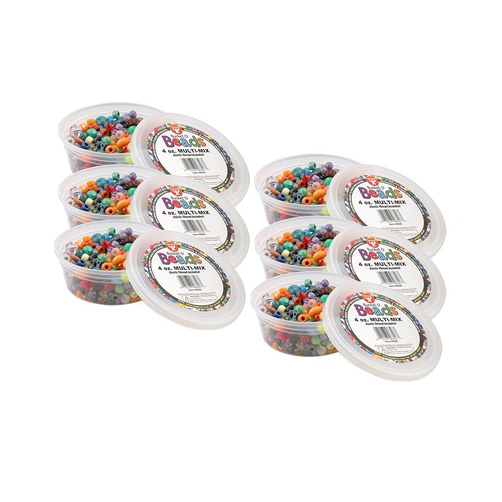Bucket O’ Beads, Multi-Mix, Asstd Sizes, 4 oz Per Pack, 6 Packs. Picture 2