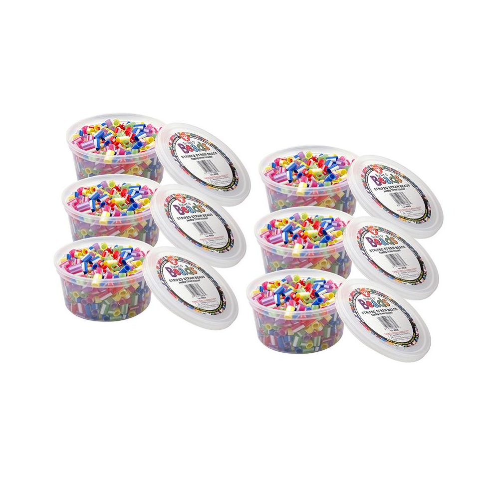 Bucket O’ Beads, Striped Straw, Asstd Sizes, 300 Per Pack, 6 Packs. Picture 2