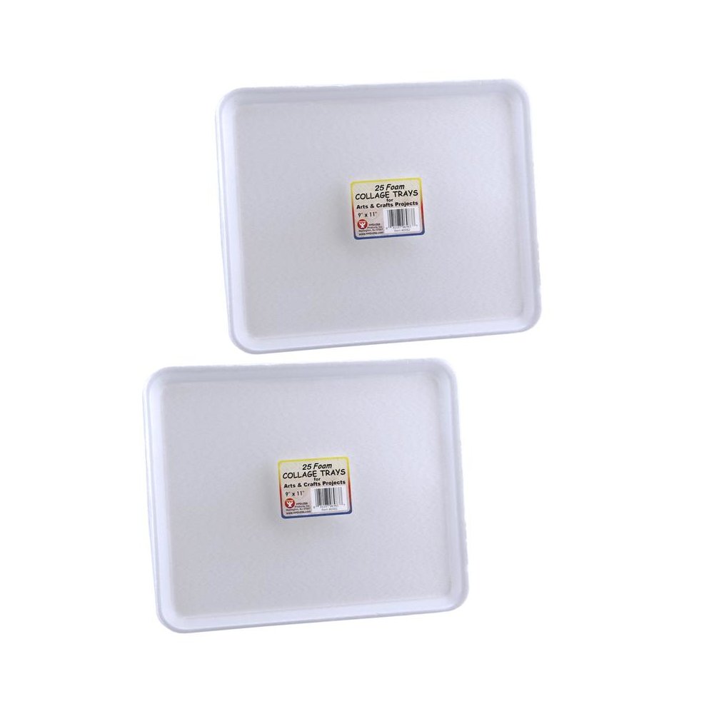 Foam Trays, 9" x 11", 25 Per Pack, 2 Packs. Picture 2