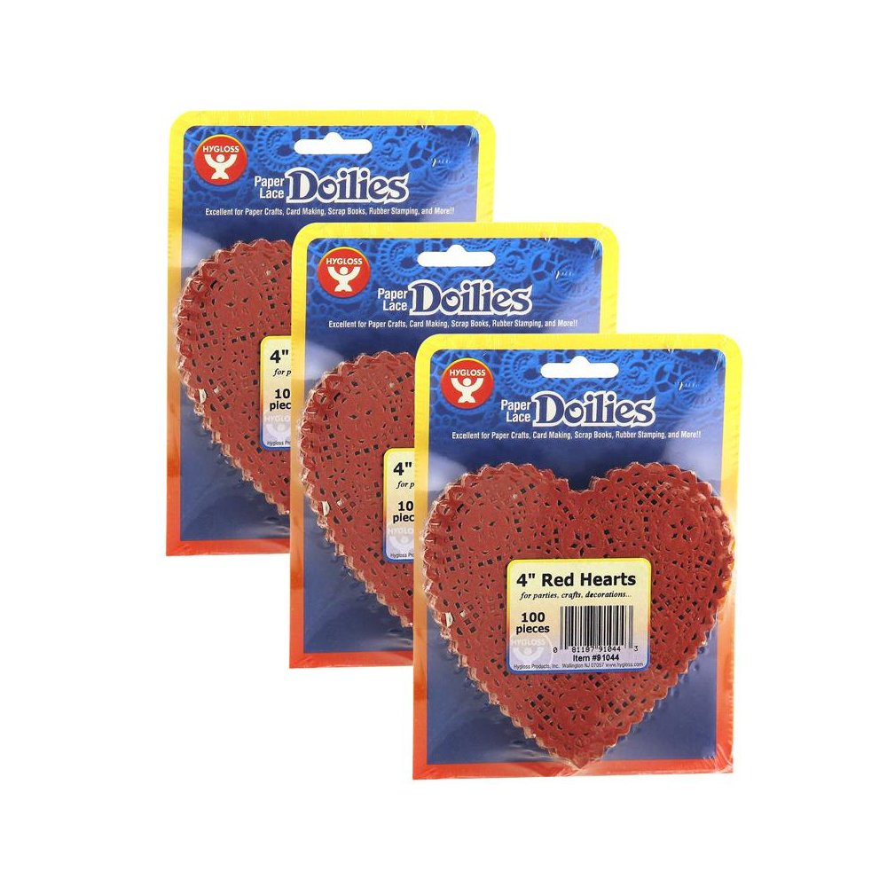 Heart Doilies, Red, 4", 100 Per Pack, 3 Packs. Picture 2