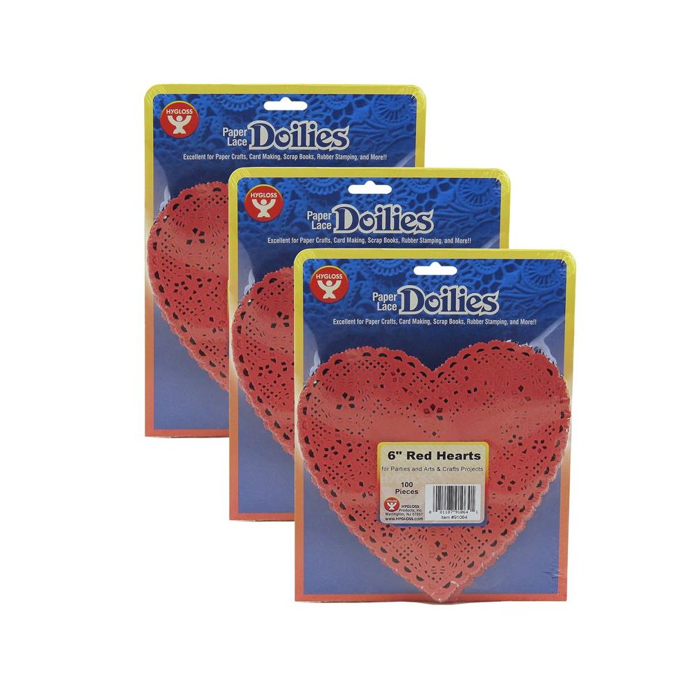 Heart Doilies, Red, 6", 100 Per Pack, 3 Packs. Picture 2