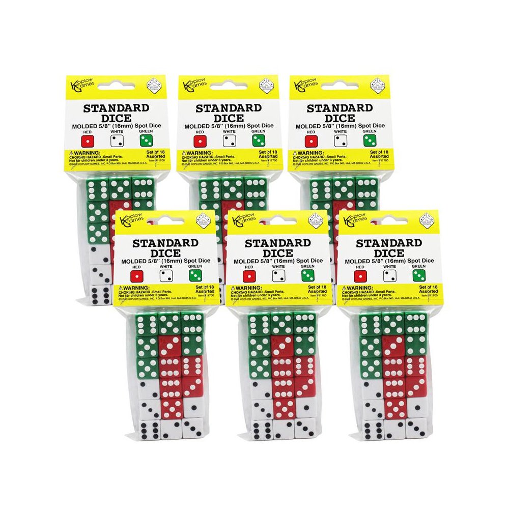 Dot Dice Set, 18 Per Pack, 6 Packs. Picture 2