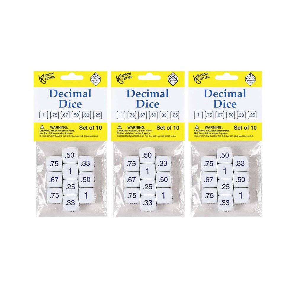Decimal Dice Set, 10 Per Pack, 3 Packs. Picture 2
