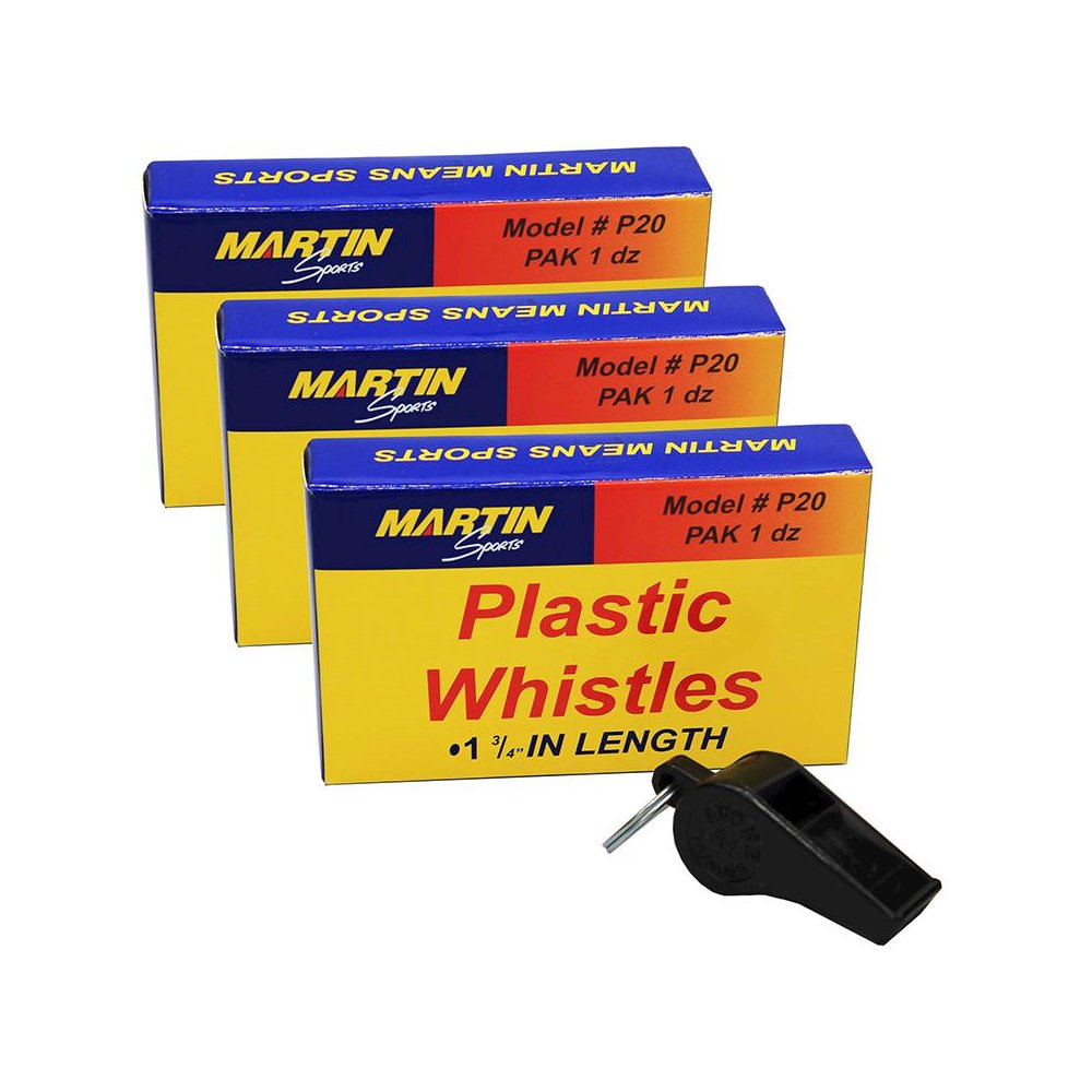 Black Plastic Whistles, 12 Per pack, 3 Packs. Picture 2