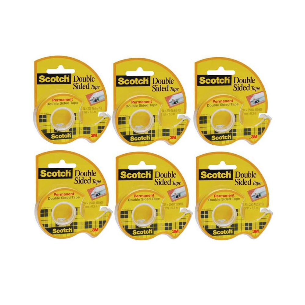 Double Sided Tape Dispenser Rolls, 1/2" x 250", 6 Rolls. Picture 2