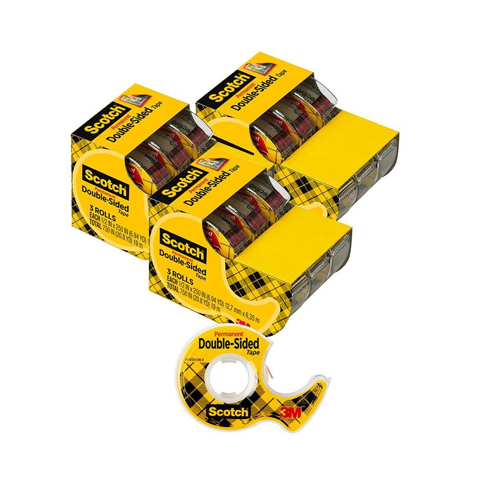 Double Sided Tape - 3 Rolls Per Pack, 3 Packs. Picture 2