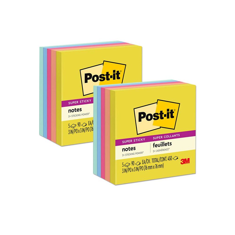 Super Sticky Notes, Summer Joy Collection, 90 Sheets/Pad, 5 Pads/Pack, 2 Packs. Picture 2