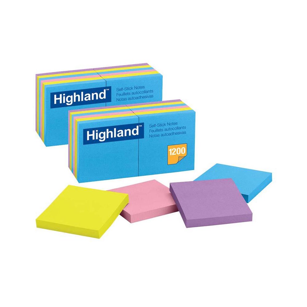 Self-Stick Removable Notes, 3" x 3", Assorted Colors, 12 Pads/Pack, 2 Packs. Picture 2