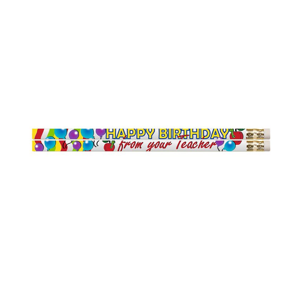 Happy Birthday From Your Teacher Motivational Pencils, 12 Per Pack, 12 Packs. Picture 2