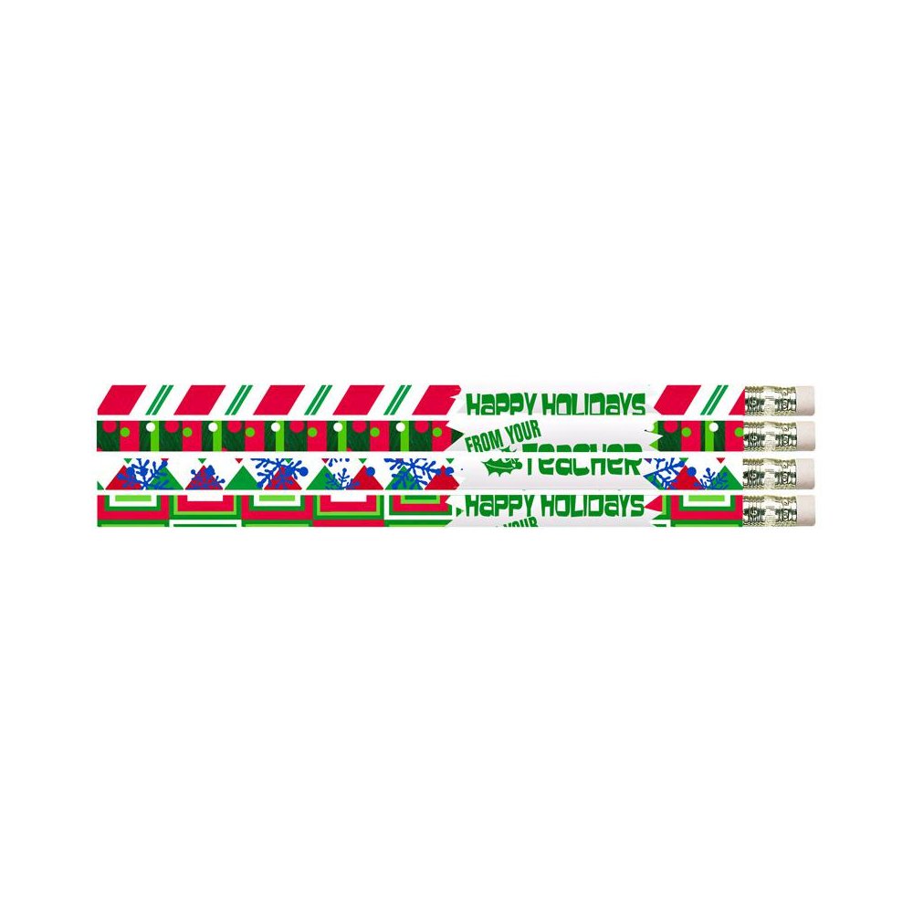 Happy Holidays From Your Teacher Motivational Pencils, 12 Per Pack, 12 Packs. Picture 2
