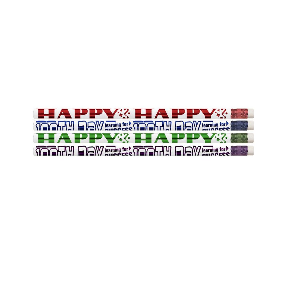 Happy 100th Day Pencils, 12 Per Pack, 12 Packs. Picture 2