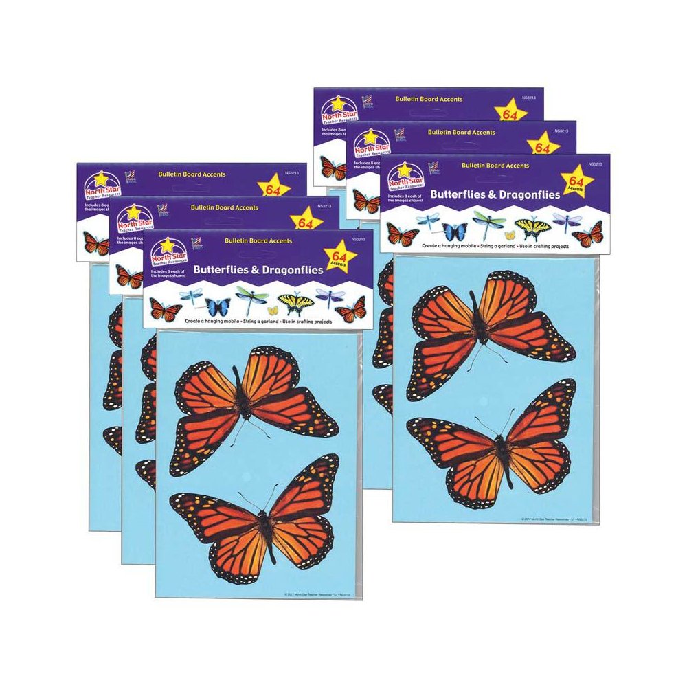 Bulletin Board Accents, Butterflies & Dragonflies, 64 Pieces Per Pack, 6 Packs. Picture 2