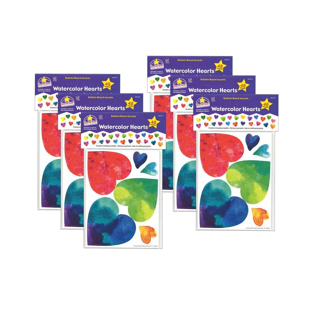 Watercolor Hearts Accents, 48 Per Pack, 6 Packs. Picture 2