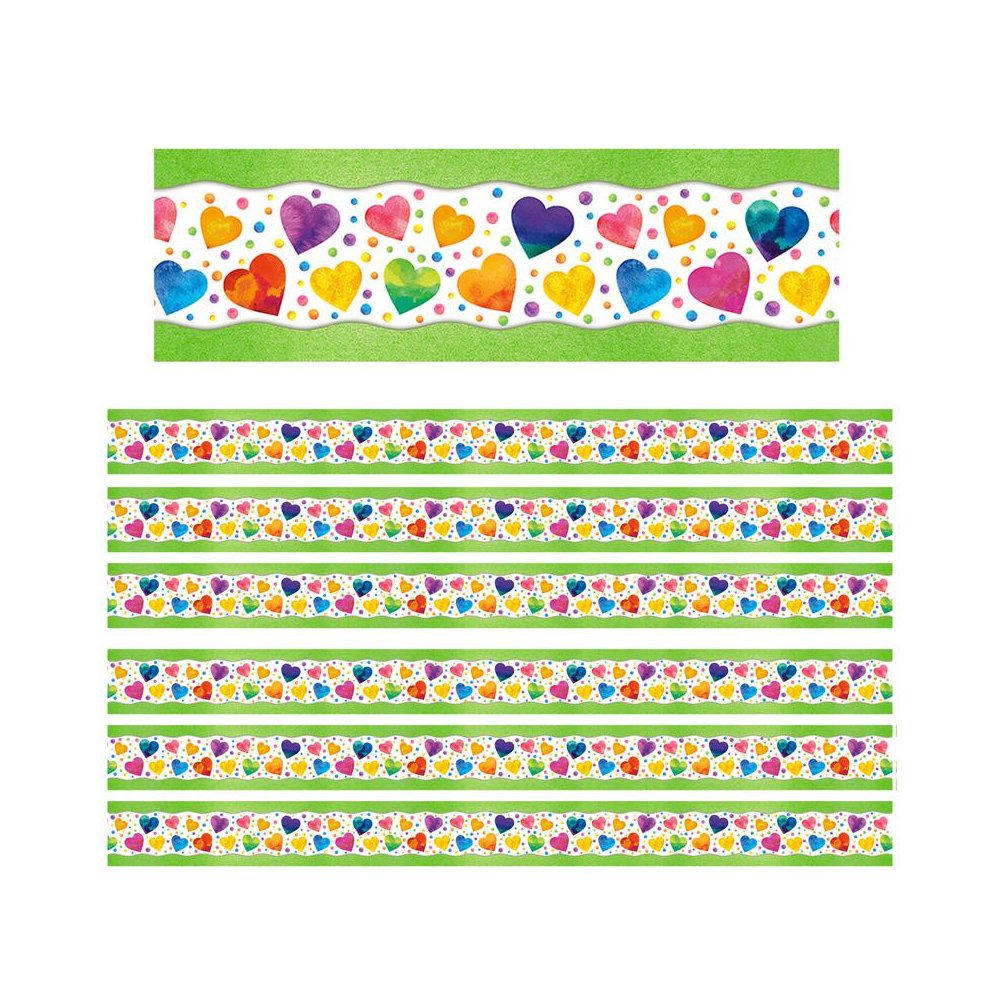 All Around the Board Trimmer, Watercolor Hearts, 43 Feet Per Pack, 6 Packs. Picture 2