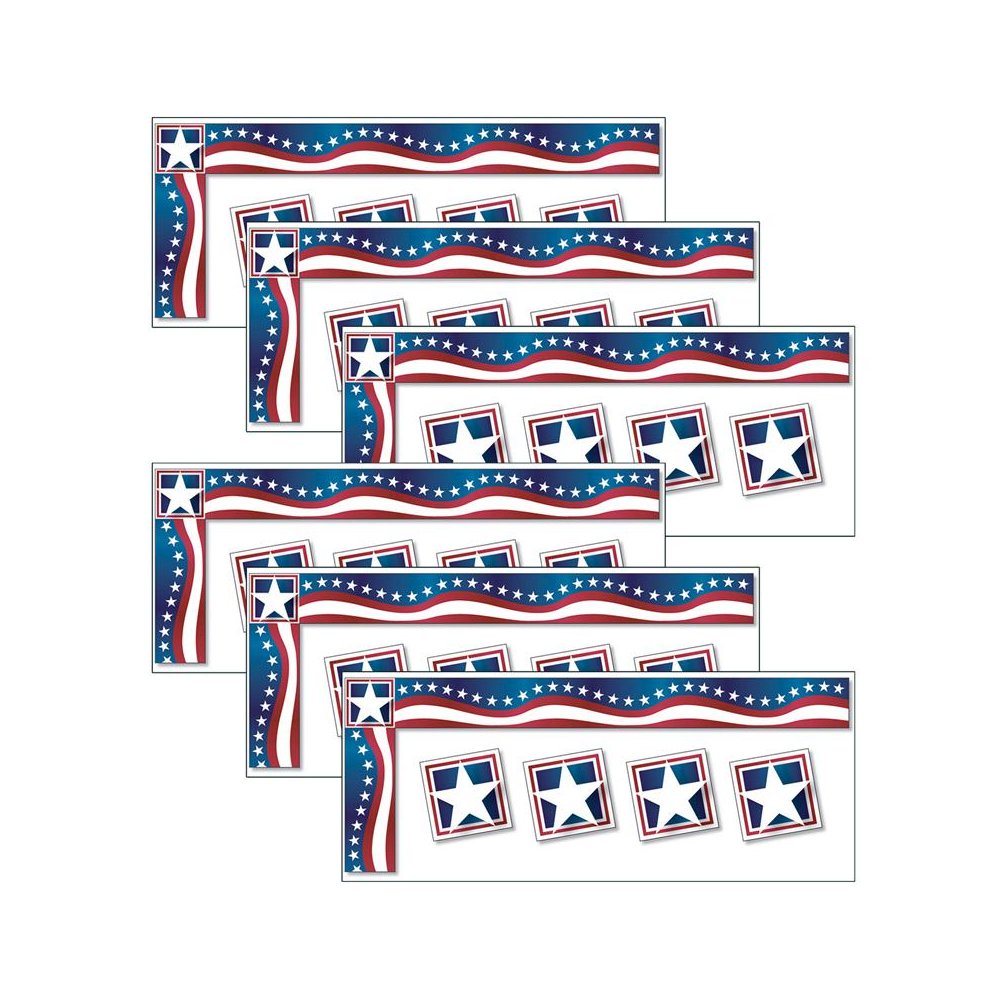 All Around the Board Trimmer, Stars & Stripes, 43 Feet Per Pack, 6 Packs. Picture 2