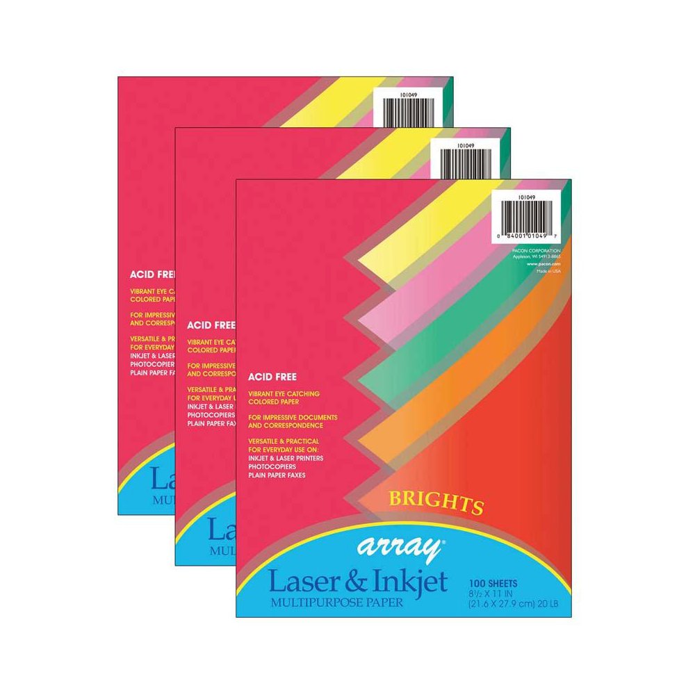 Bright Multi-Purpose Paper, 5 20 lb., 8-1/2" x 11", 100 Sheets Per Pack, 3 Packs. Picture 2