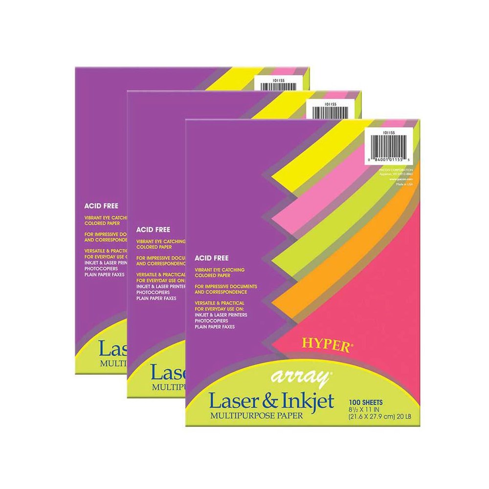Hyper Multi-Purpose Paper, 5 20 lb., 8-1/2" x 11", 100 Sheets Per Pack, 3 Packs. Picture 2