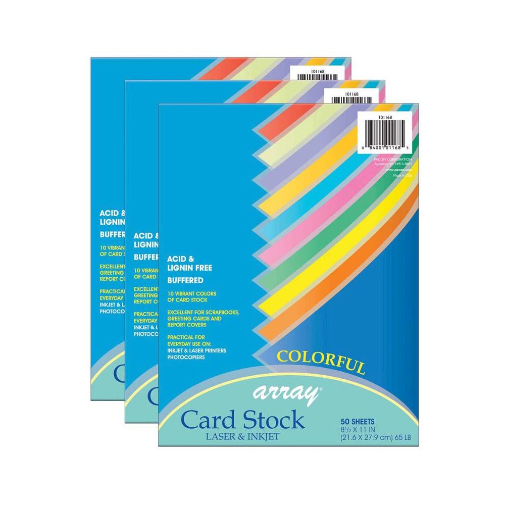 Colorful Card Stock, 10 8-1/2" x 11", 50 Sheets Per Pack, 3 Packs. Picture 2