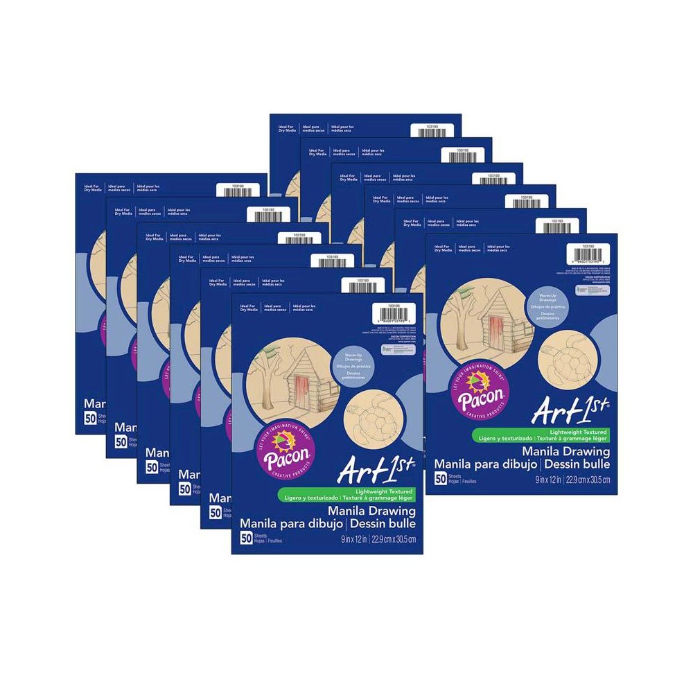 Drawing Paper, Manila, Standard Weight, 9" x 12", 50 Sheets Per Pack, 12 Packs. Picture 2