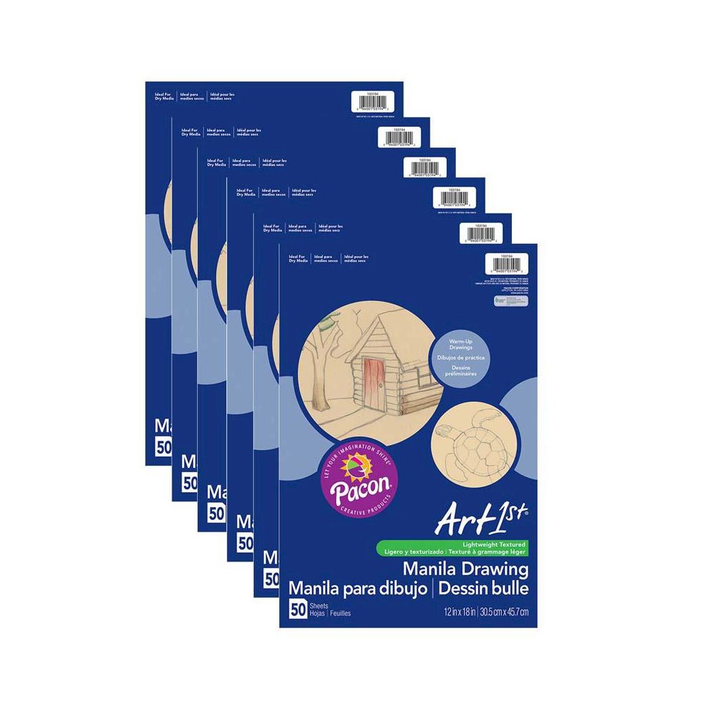 Drawing Paper, Manila, Standard Weight, 12" x 18", 50 Sheets Per Pack, 6 Packs. Picture 2