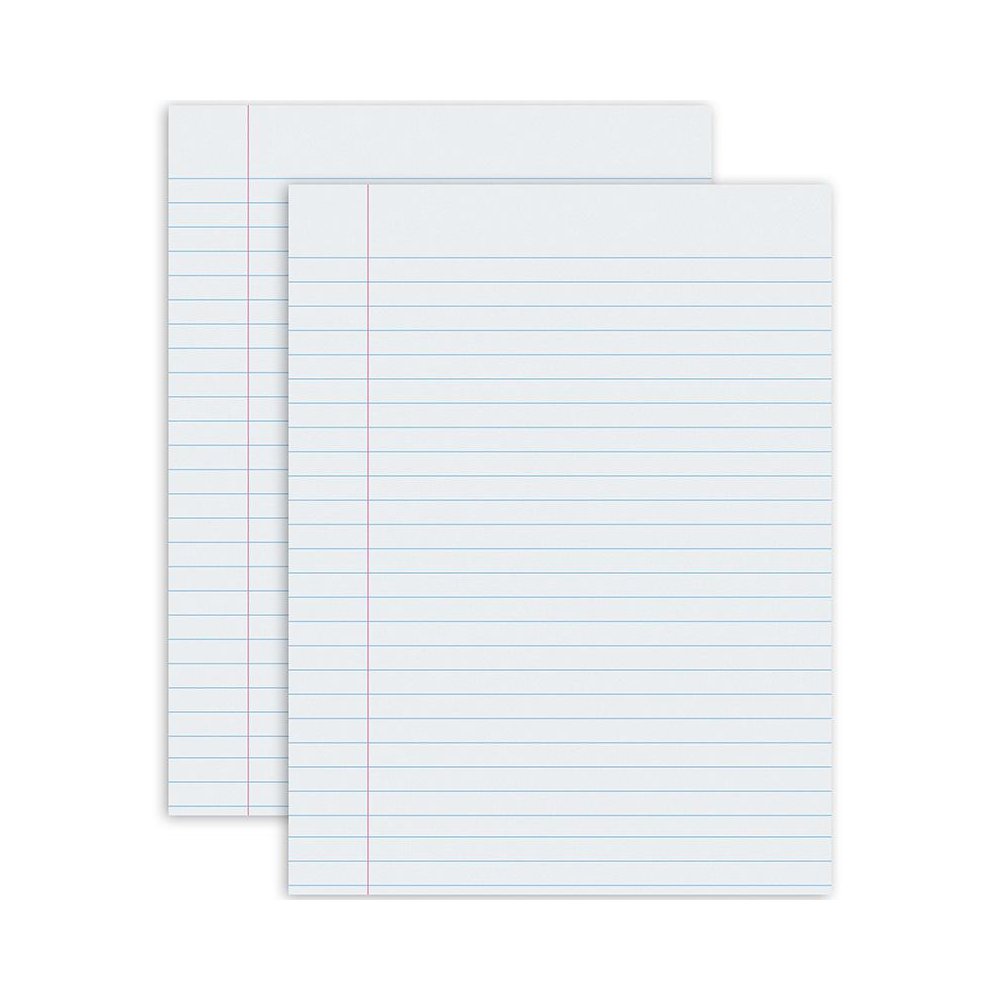 Composition Paper, White, Red Margin, .375" Ruled, 500 Sheets Per Pack, 2 Packs. Picture 2