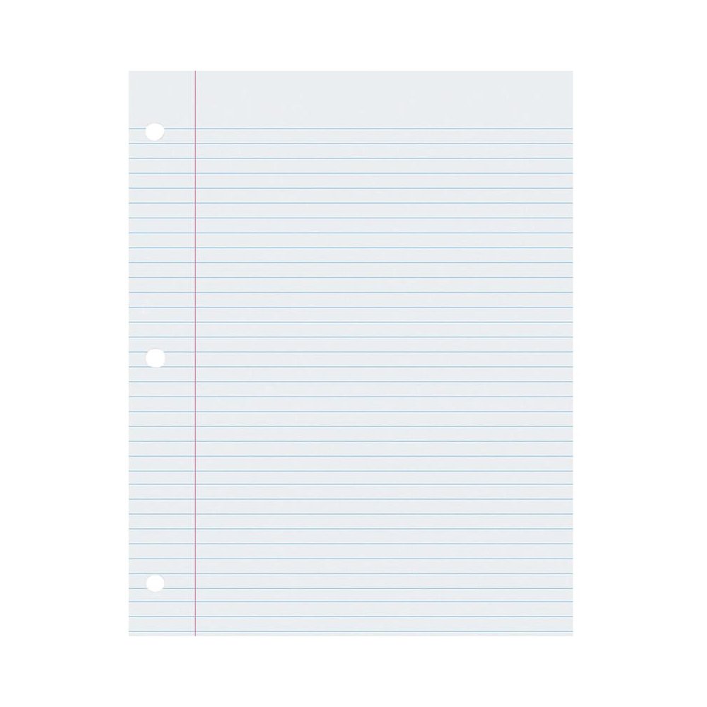Composition Paper, White, Red Margin, 9/32" Ruled, 500 Sheets Per Pack, 2 Packs. Picture 2