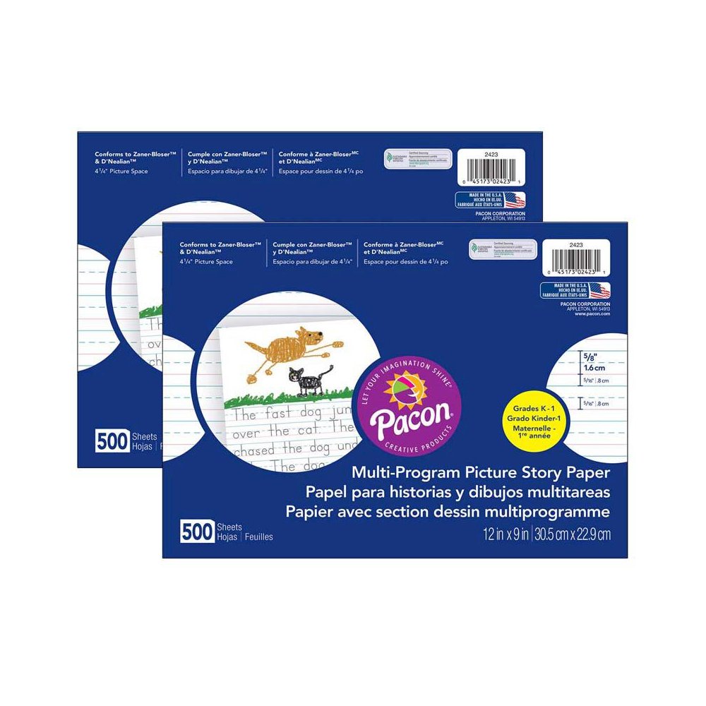 Multi-Program Picture Story Paper, 5/8" Ruled, 500 Sheets Per Pack, 2 Packs. Picture 2