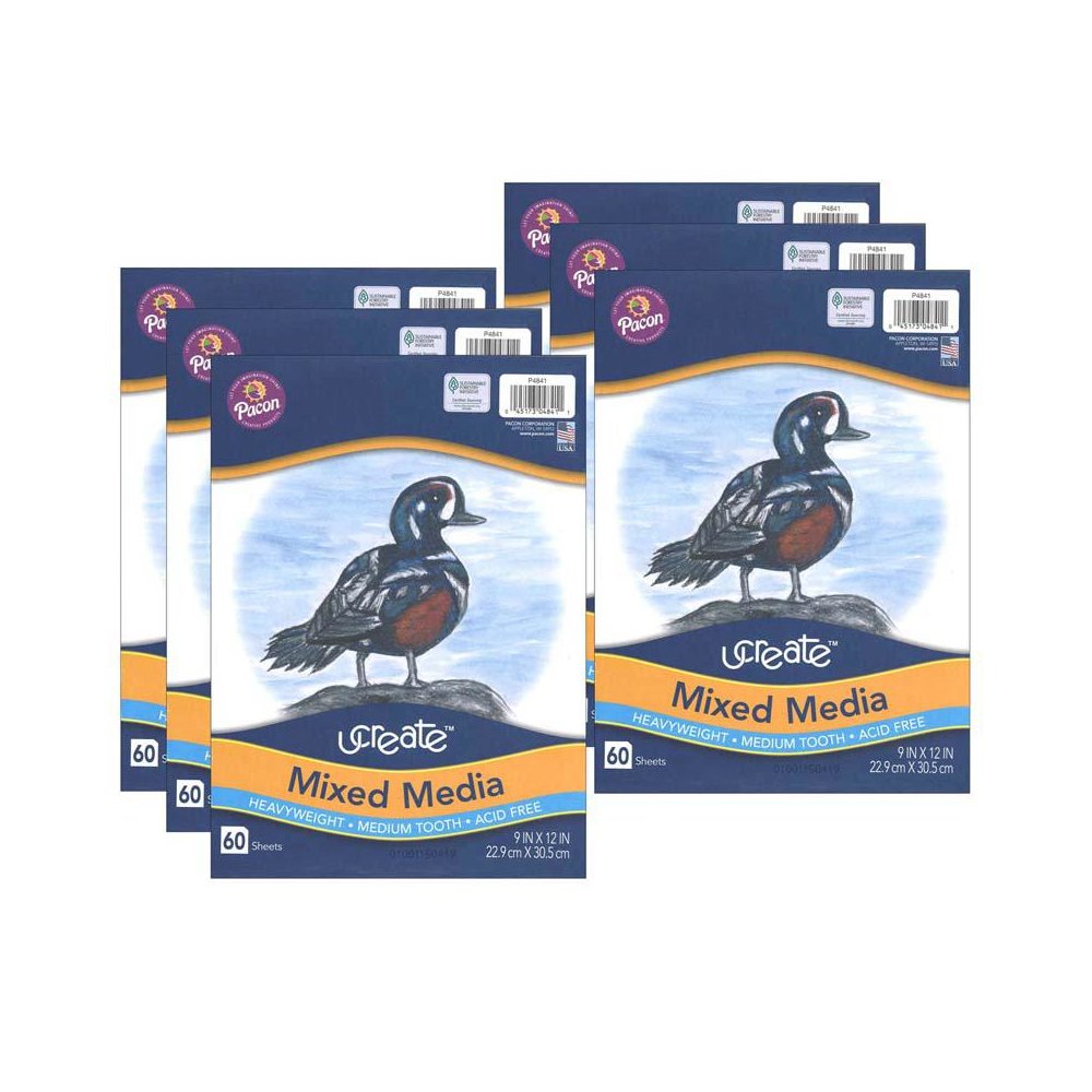 Mixed Media Art Paper, Heavyweight, 9" x 12", 60 Sheets Per Pack, 6 Packs. Picture 2